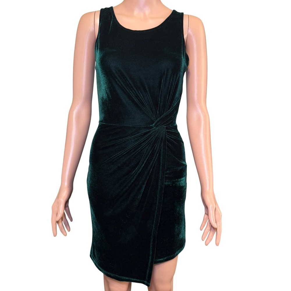Alter'd State Forest Green Velvet Twist Front Mini Dress Sleeveless XS Emerald